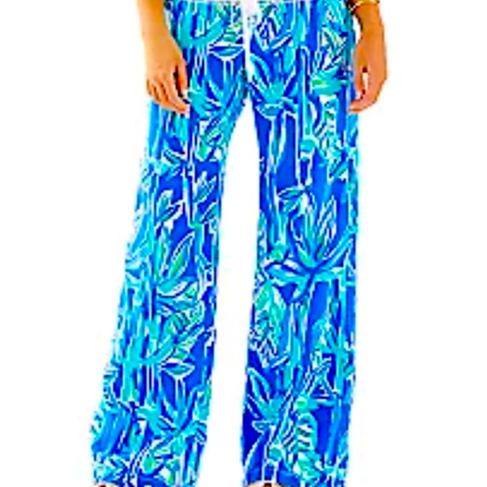 Lilly Pulitzer Linen Beach Pant  Blue Crush Bamboom XXS NWOT